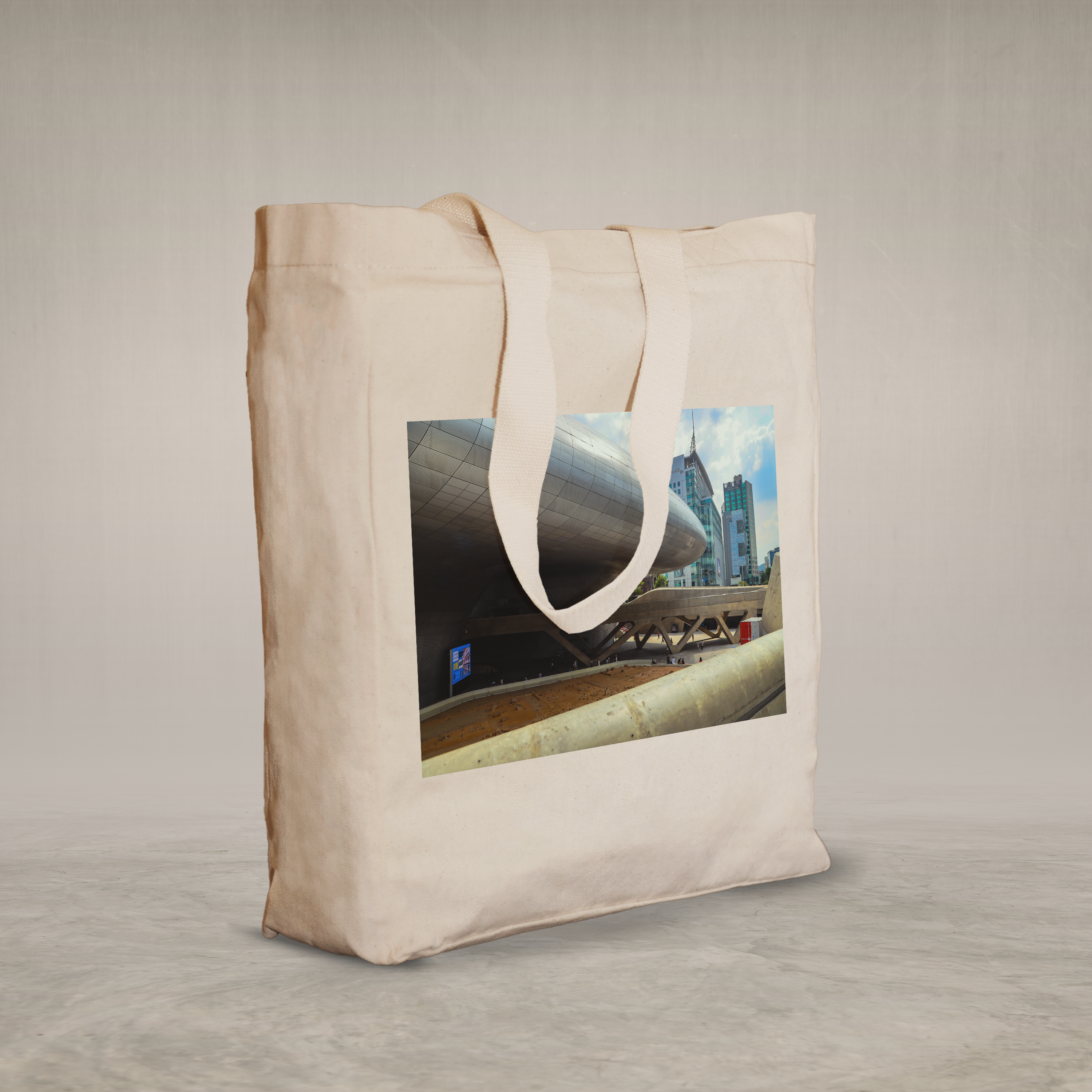 Knitted Handle Canvas Bag