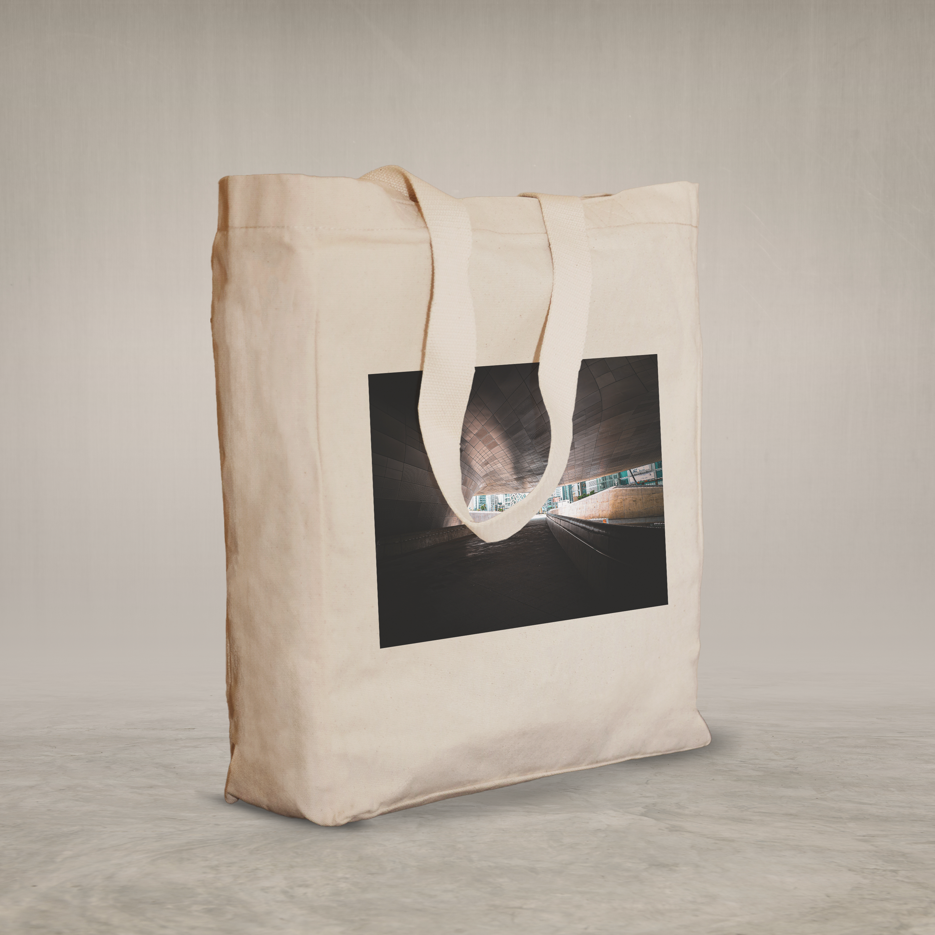 Knitted Handle Canvas Bag