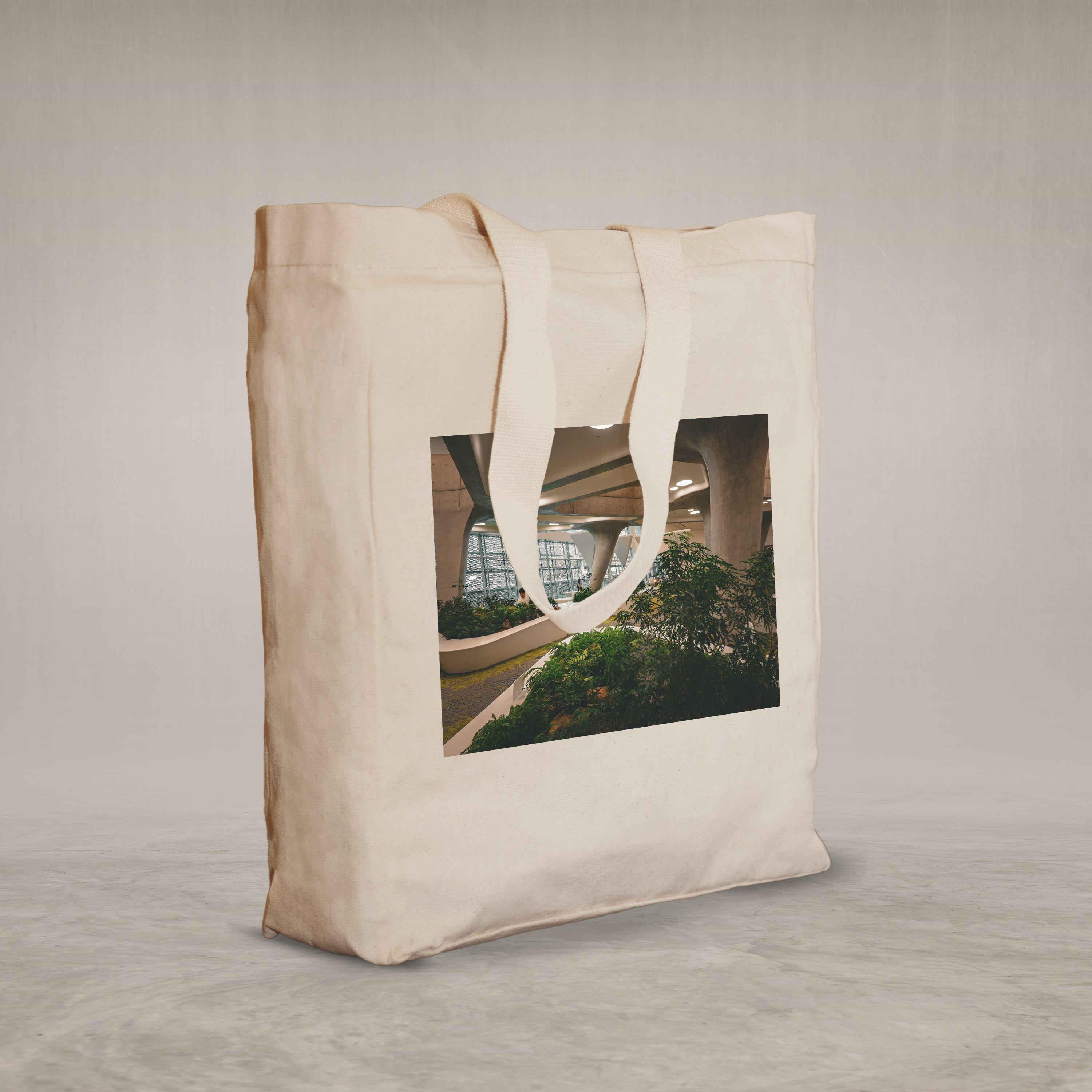 Knitted Handle Canvas Bag